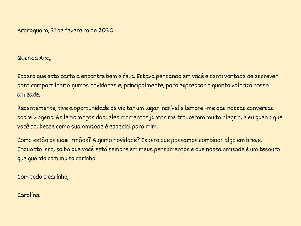 como escrever uma carta para um amigo