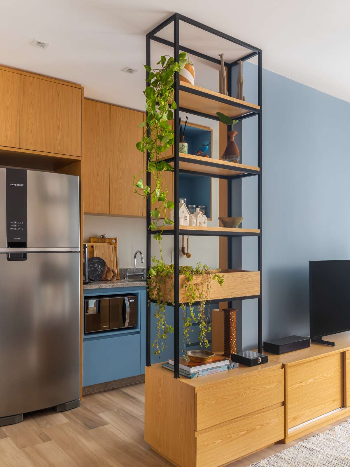 estante divisória funcional sem bloqueio de luz