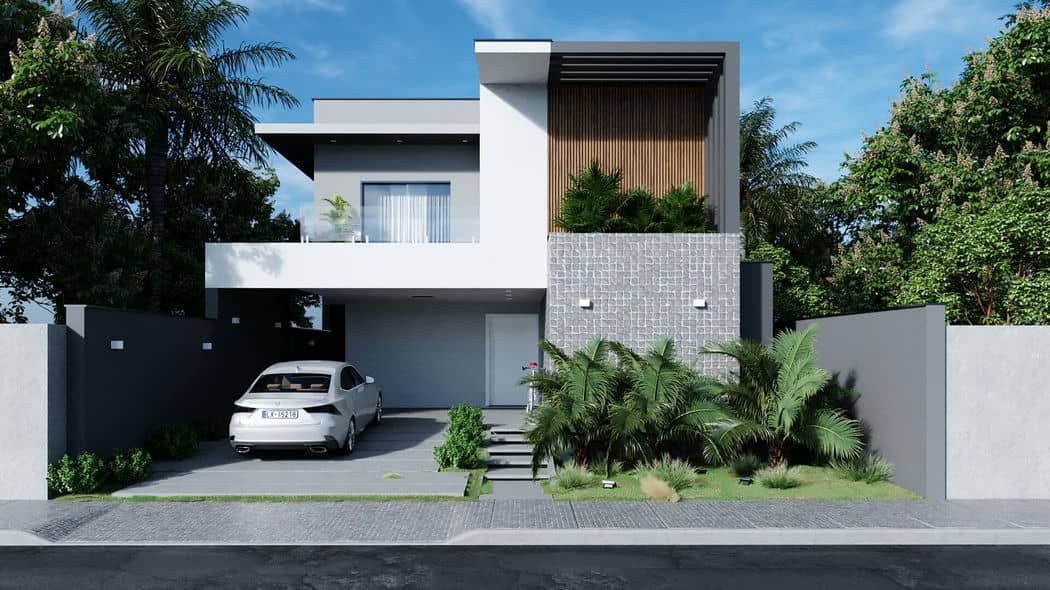 fachada de sobrado com pe direito duplo