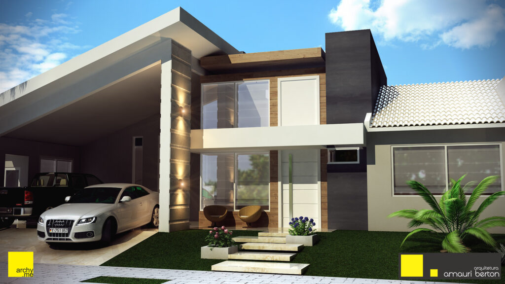 fachada de sobrado com pe direito duplo