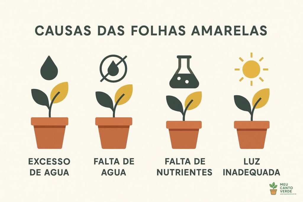 por que as folhas da minha planta estão ficando amarelas e secas