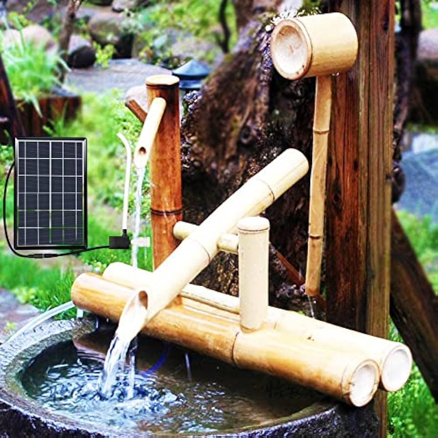 fonte de água de bambu