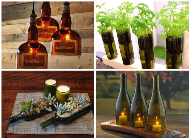 ideias criativas para reutilizar garrafas de vidro em casa