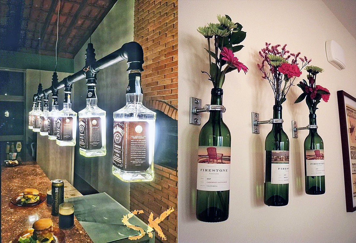 ideias criativas para reutilizar garrafas de vidro em casa