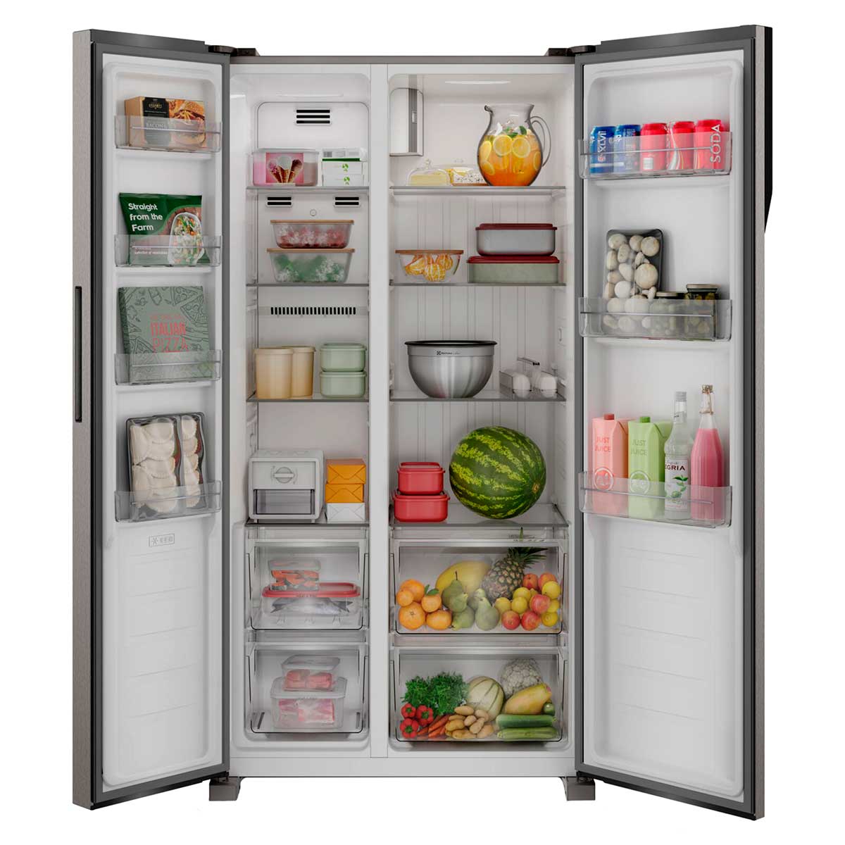 refrigerador lado a lado com freezer