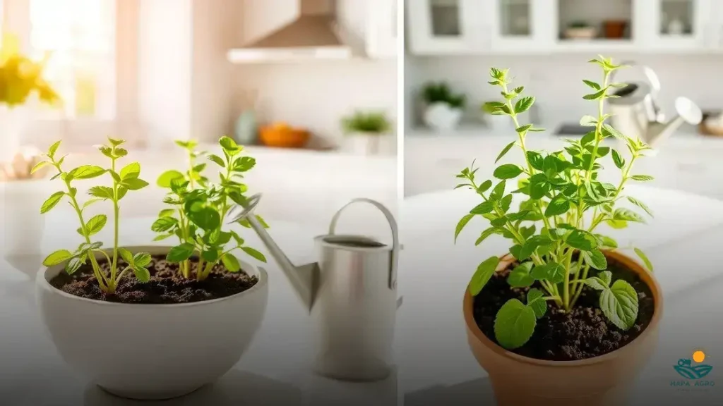 hortelã em vaso com sol