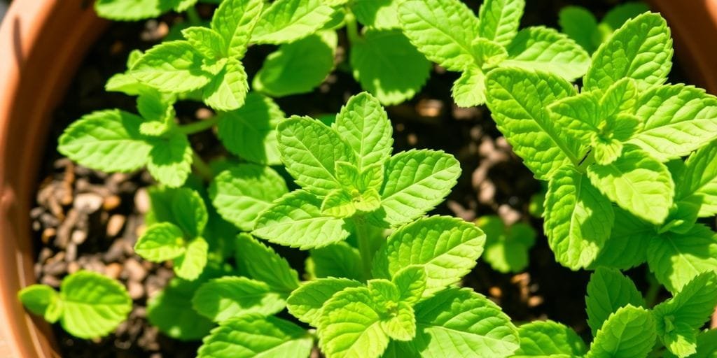 hortelã em vasos sem sol