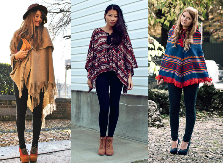 ideias de look feminino com poncho