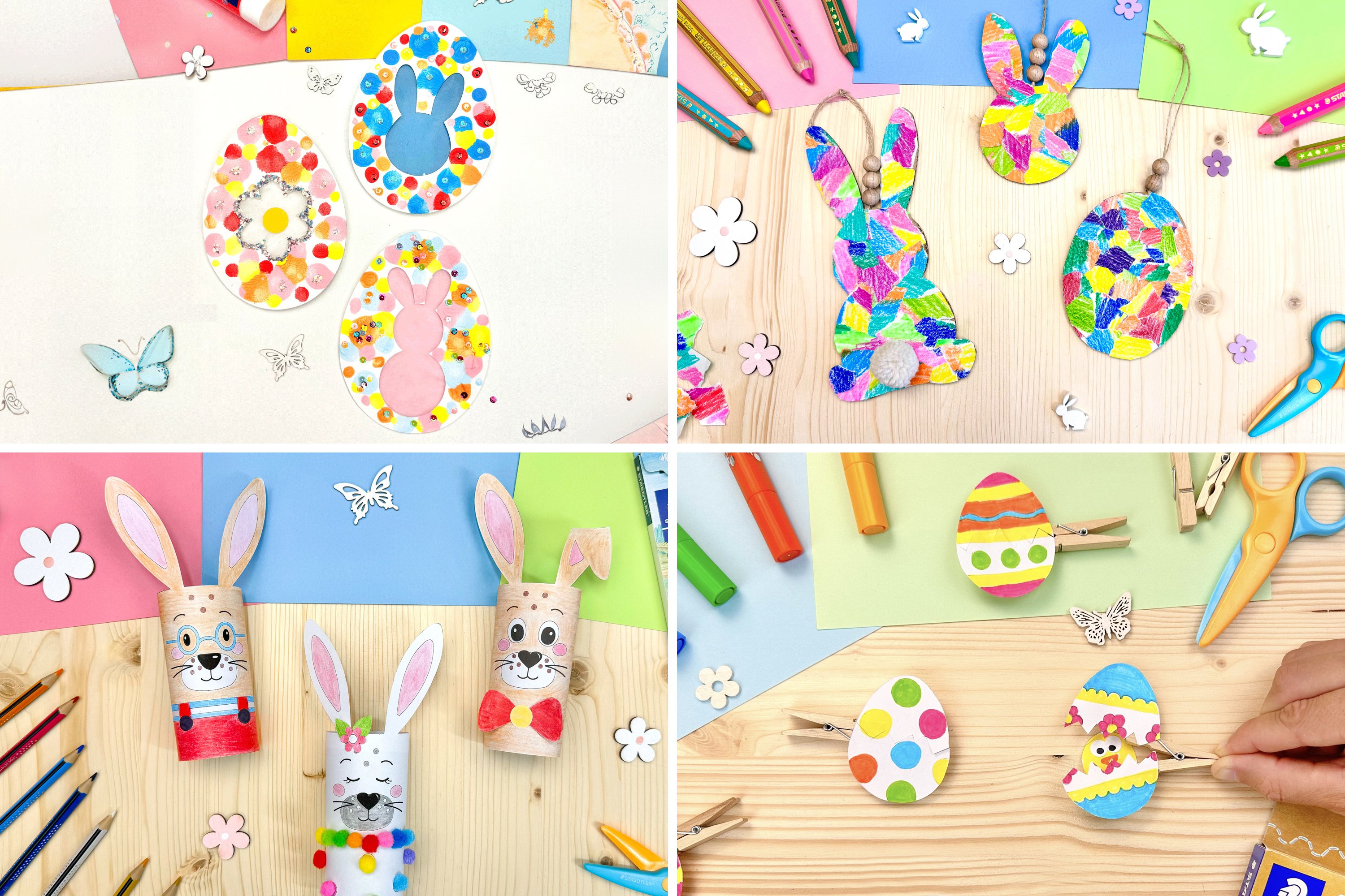 Decoração de mesa de páscoa com elementos naturais