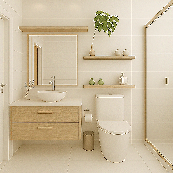 instalação de prateleiras sobre o vaso sanitário