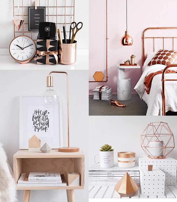 ideias criativas decoração rose gold ambientes pequenos