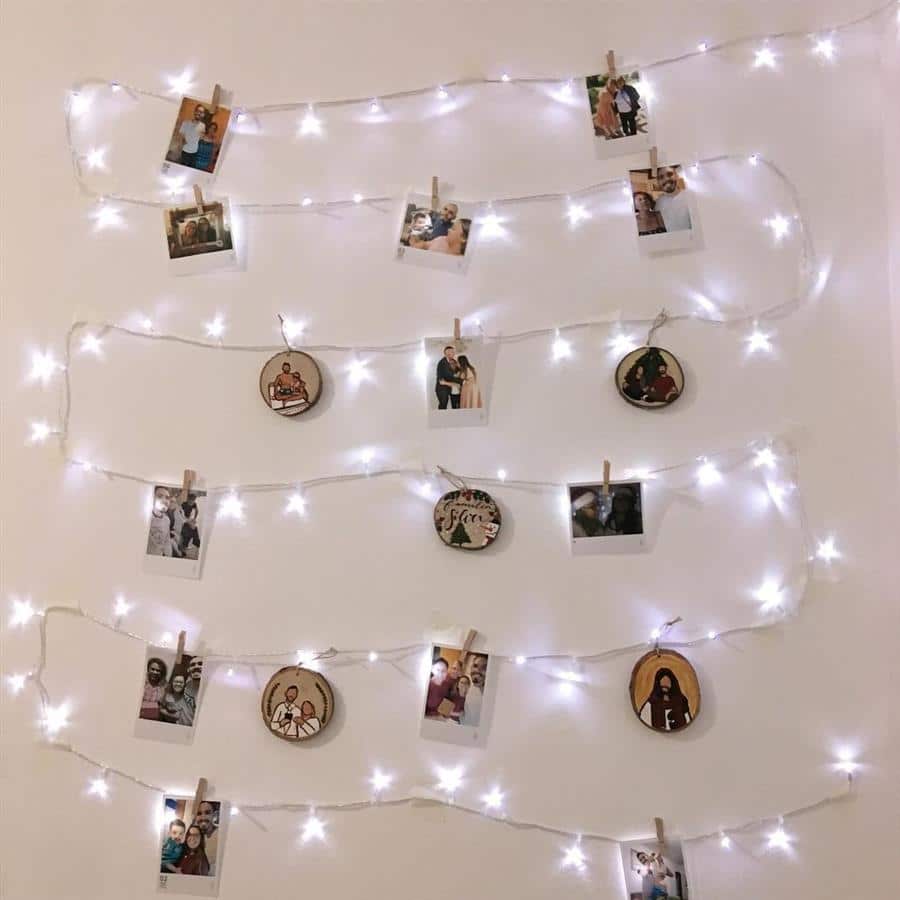 ideias de varal de fotos para quarto