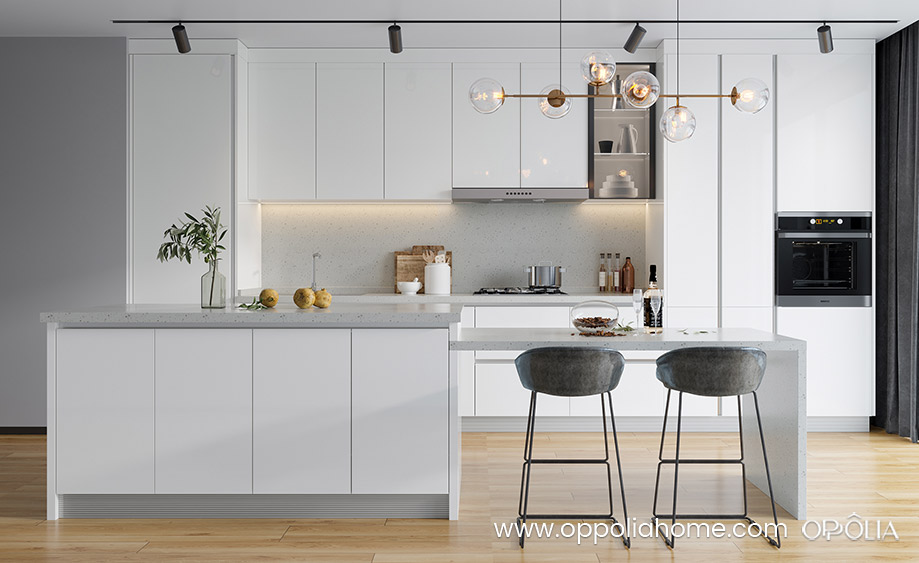 ilha de cozinha com armarios