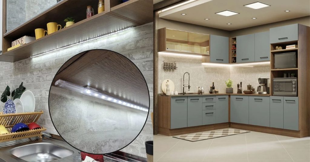 iluminação de armário de cozinha sem furos