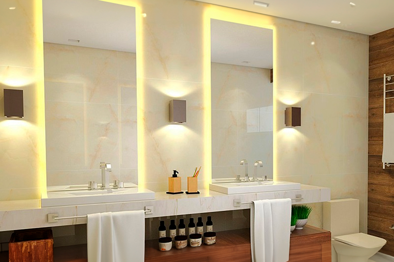 como iluminar banheiro com led