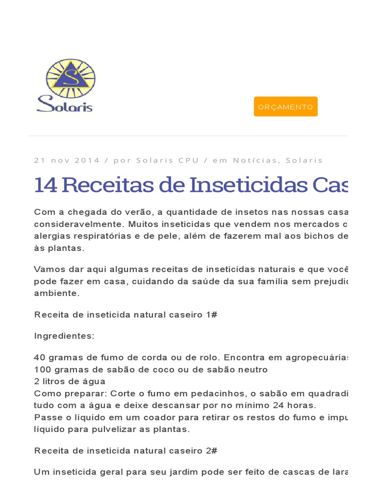 controle de pragas com ingredientes caseiros