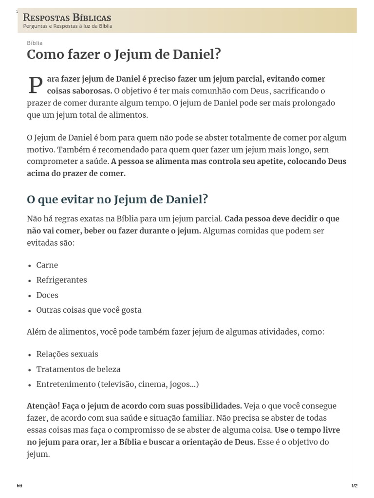 O Que Comer e Evitar no Jejum de Daniel: Cardápio Detalhado
