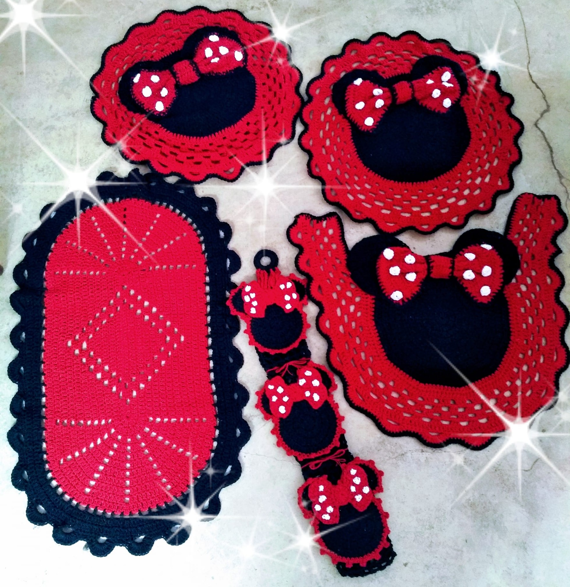 jogo de banheiro de croche minnie