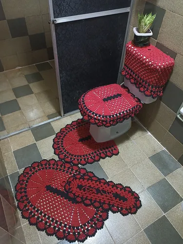 Tendências de cores para jogos de banheiro em crochê