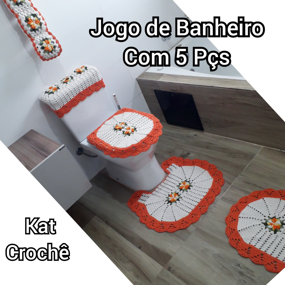 jogo de banheiro em croche com flores