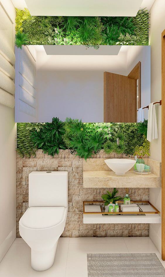 lavabo pequeno com papel de parede