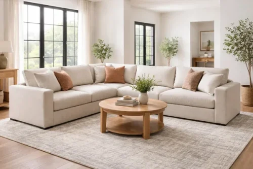 layout sala de estar retangular