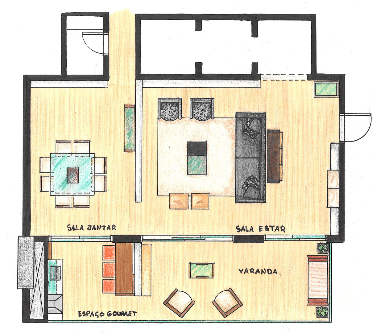 decoracao sala integrada funcional