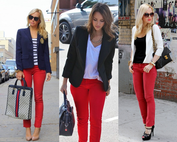 Ousadia e cor: Explorando o color blocking com calça vermelha