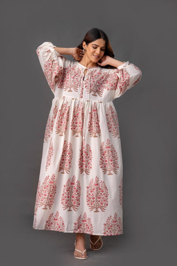 look com vestido longo de algodao