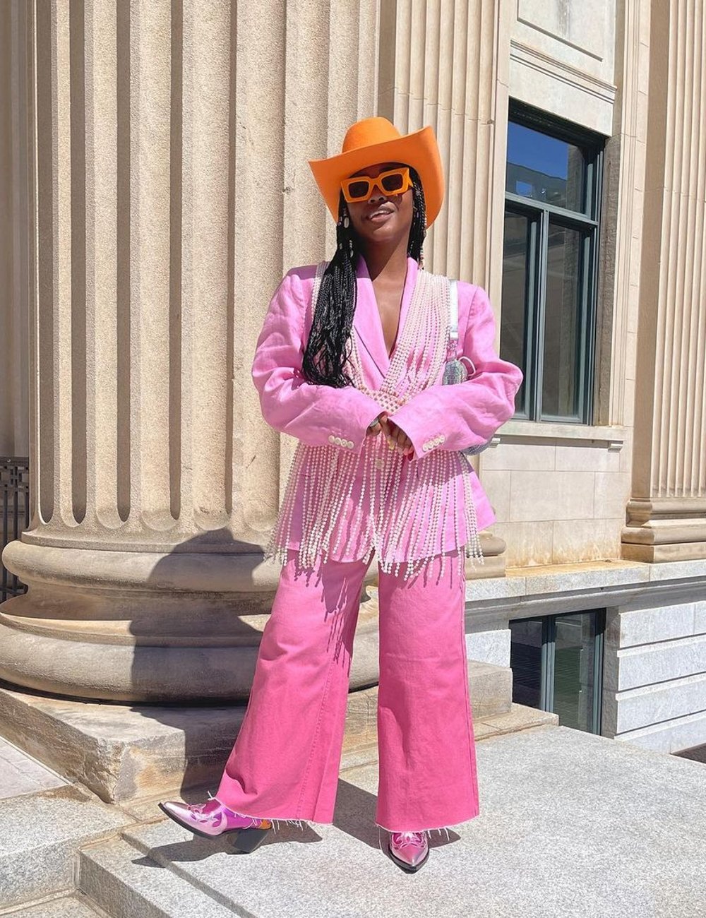 looks com calca rosa