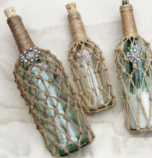macrame em garrafa de vidro