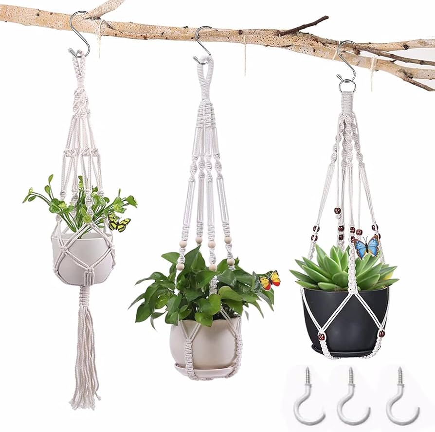 suporte de planta de macramê para vaso pequeno