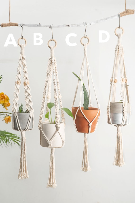 macramê artesanal para decoração de plantas