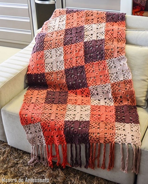 manta de croche para sofa