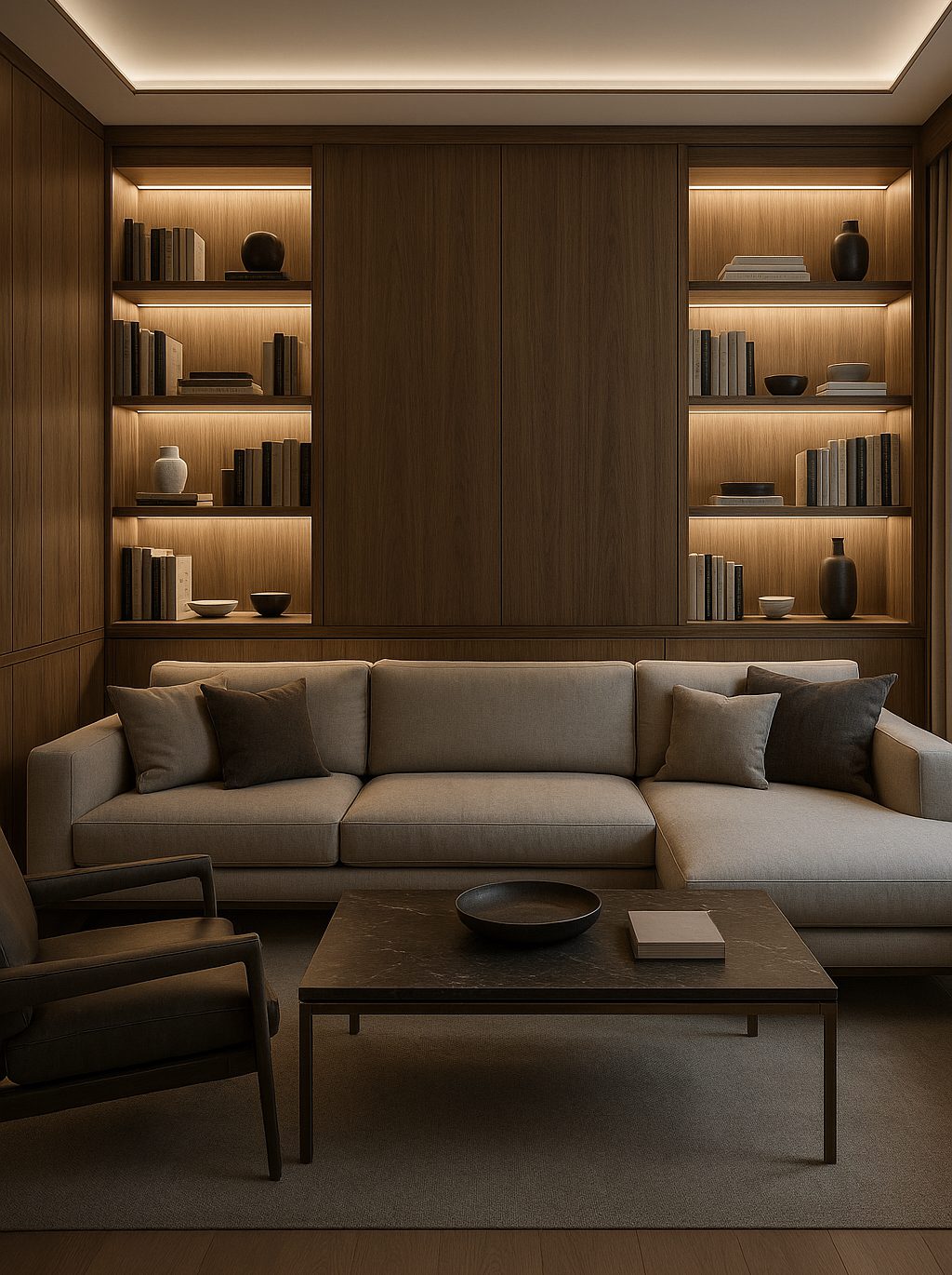 design de interiores com móveis curvos 2025