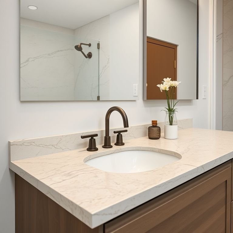 marmore travertino no banheiro rustico