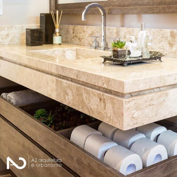 marmore travertino no banheiro rustico 2