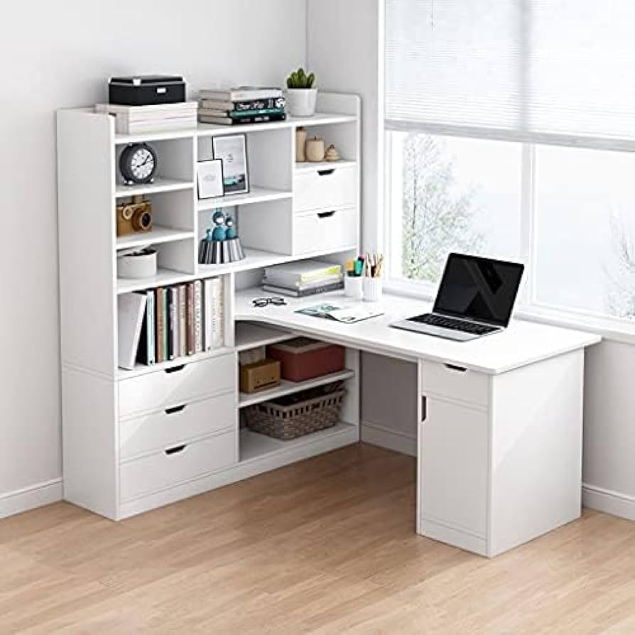 mesa de canto para home office com gavetas