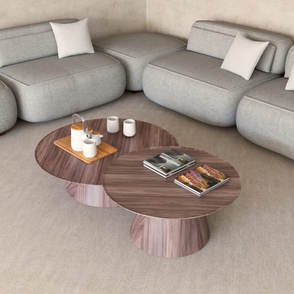 mesa de centro mármore travertino para sala moderna