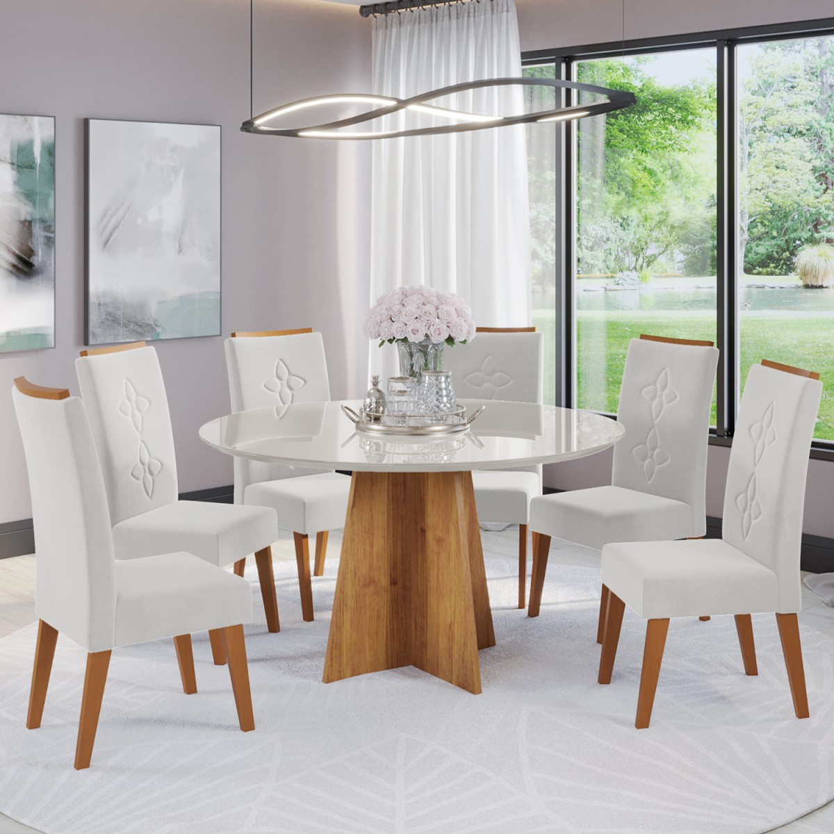 mesa de jantar redonda para espaços pequenos