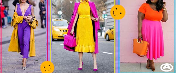 como combinar azul e laranja no look color block