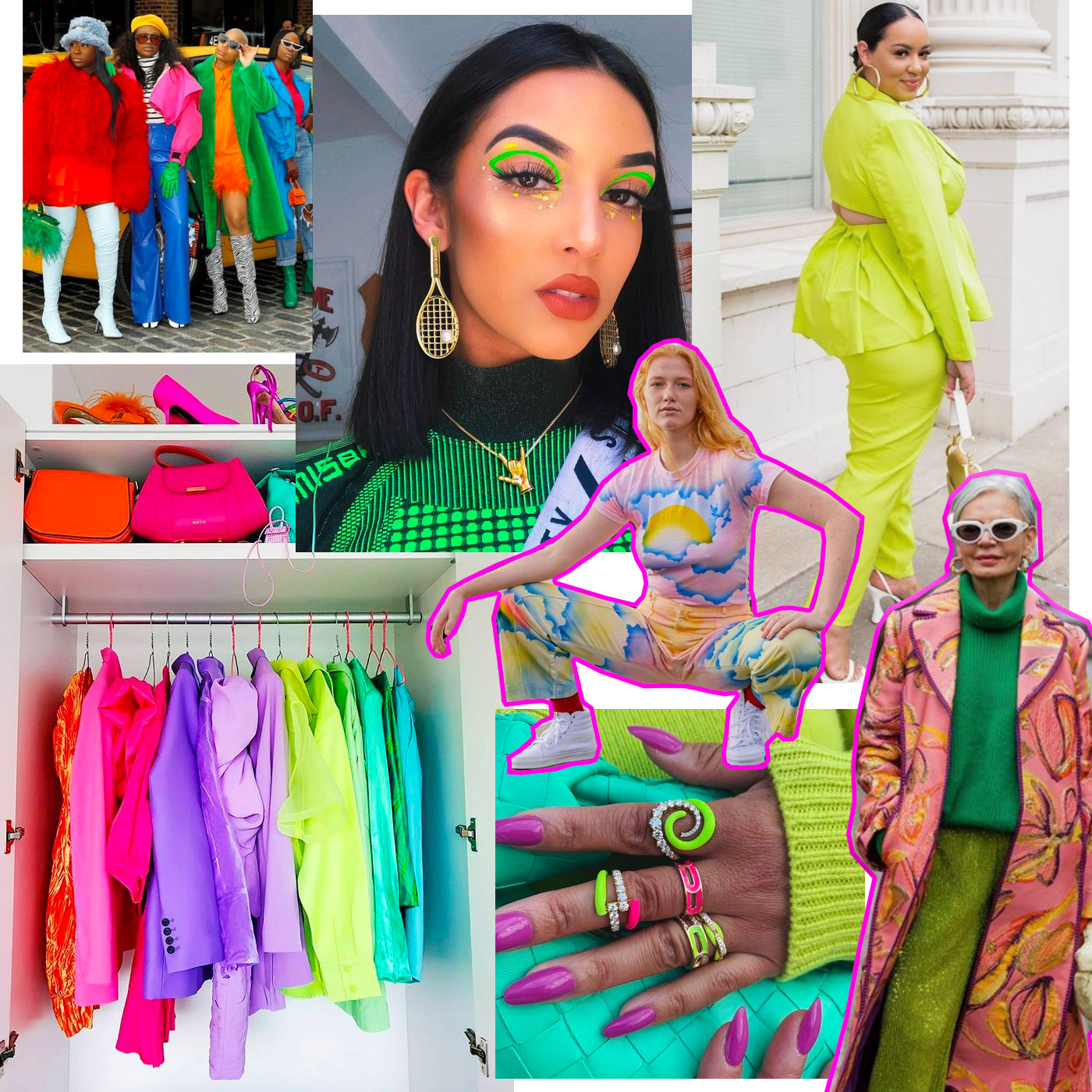 como combinar azul e laranja no look color block