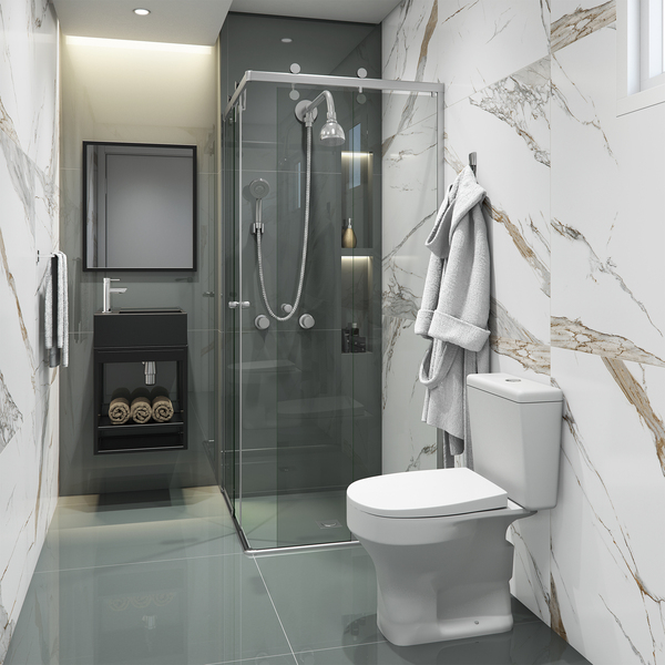 box articulado ou correr para banheiro pequeno