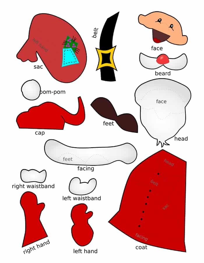molde de papai noel em eva para painel