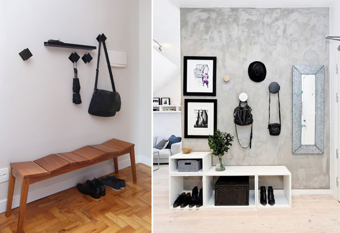 decoração de hall de entrada com espelho