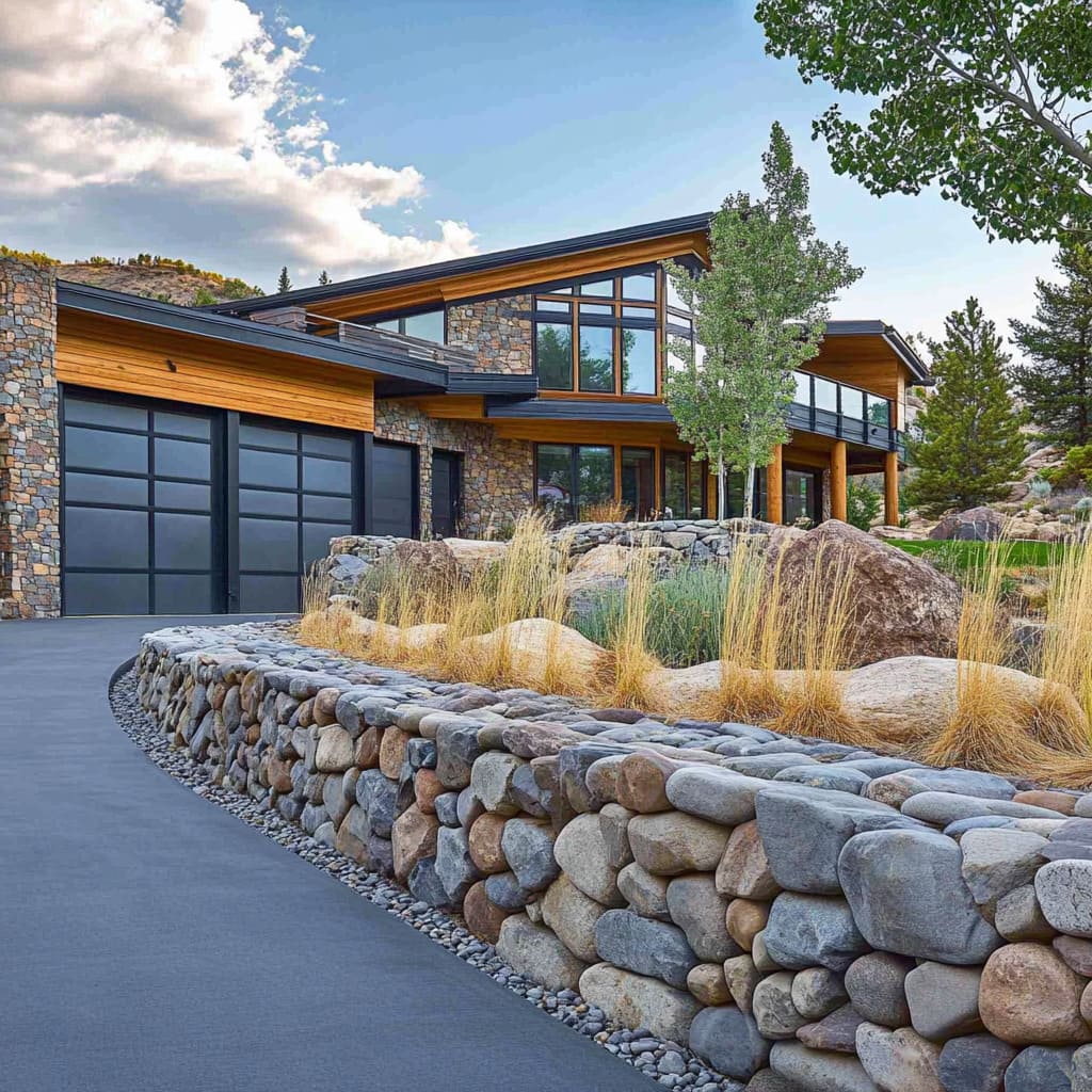 fachada de muro com pedra ferro