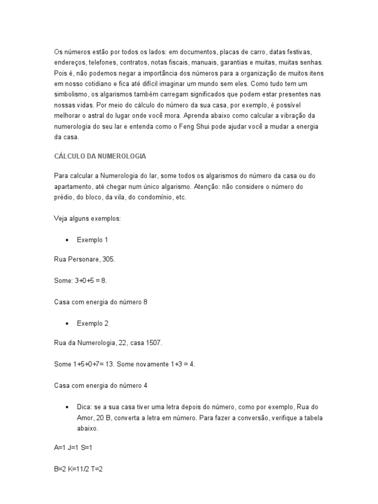 numerologia pitagórica apartamento