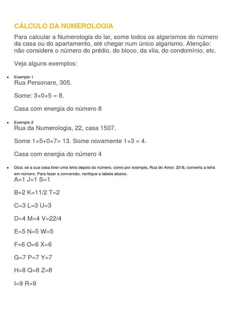 numerologia de endereço apartamento