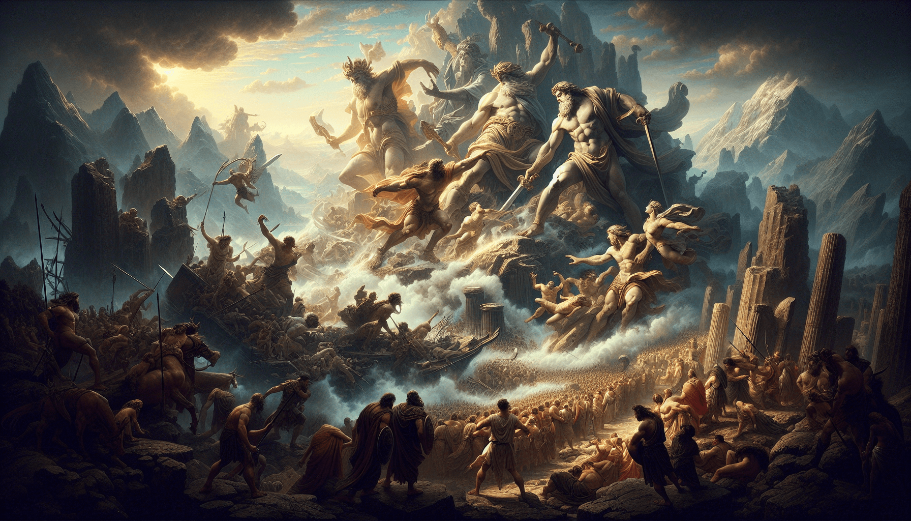 o que foi a titanomaquia a grande guerra da mitologia grega