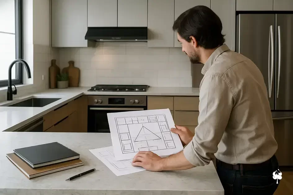 Layout de Cozinha em L: Aplicando a Regra do Triângulo